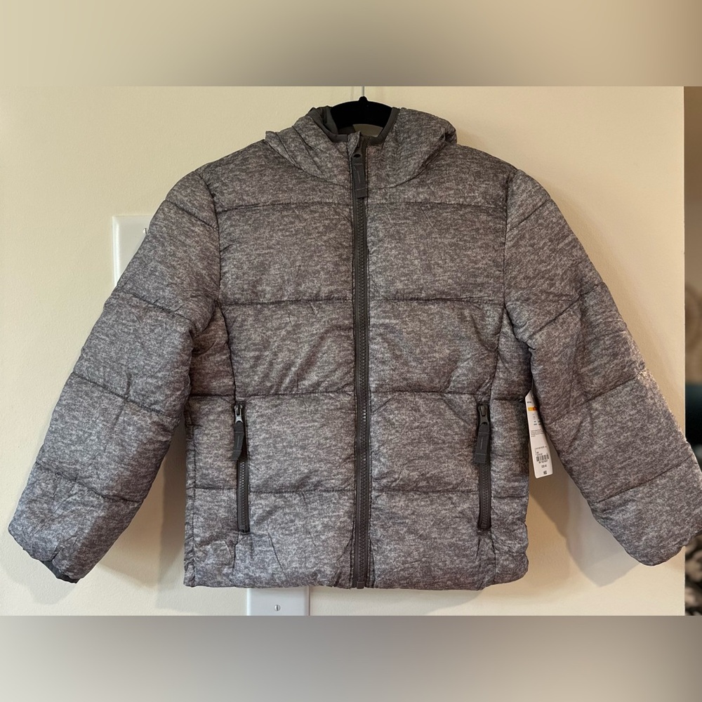 Thereabouts Girls Heather Grey Midweight Packable Puffer Jacket NWT Size XXS 4/5